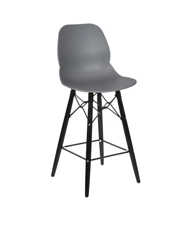 Shoreditch ECO Shell K Frame Mid Height Stool (BLK) Grey