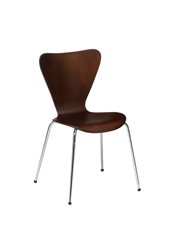 Torino Side Chair - 4 Leg Frame Polished Wenge  / Chrome Steel Frame