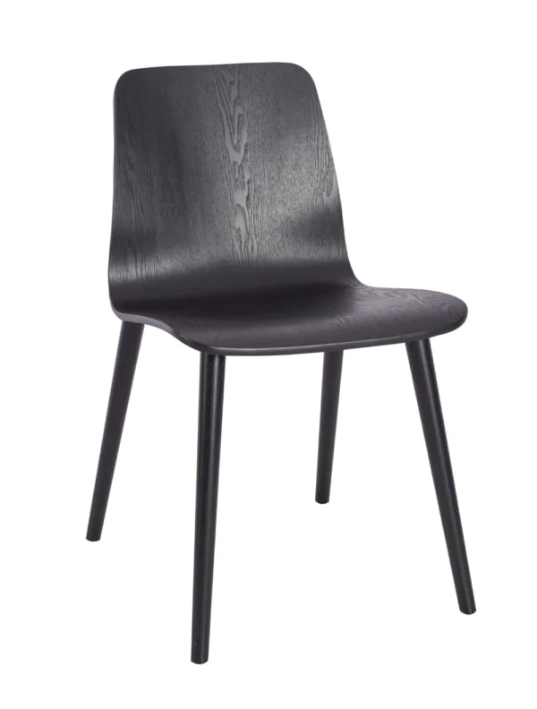 Copenhagen Side Chair Black Shell,  Wood Legs Black