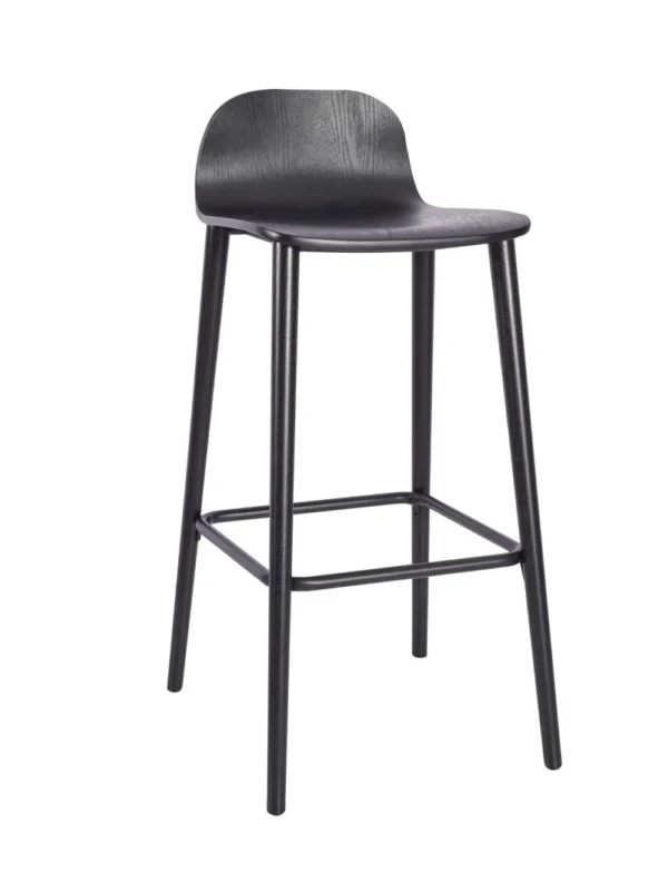 Copenhagen High Stool Black Shell, Wood Legs Black