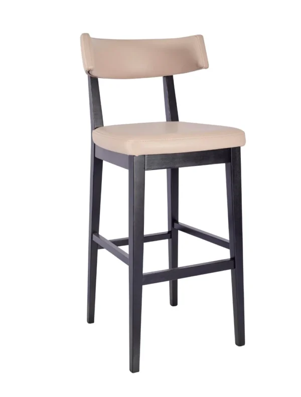 Christa High Stool - Stone / Black Frame Upholstered Stone
