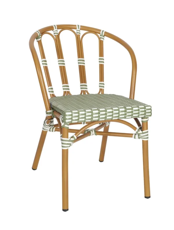 Bordeaux Side Chair PE Rattan/Aluminium - Green & White