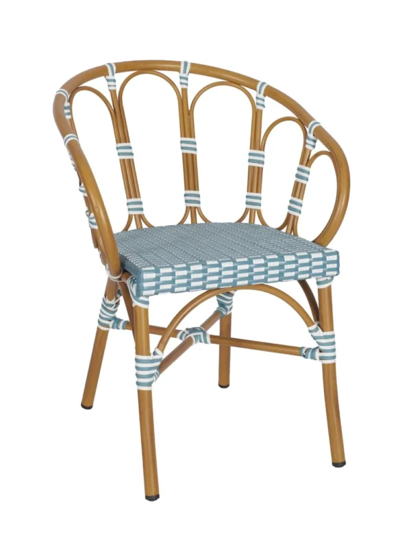 Bordeaux Armchair  PE Rattan/Aluminium - Blue & White