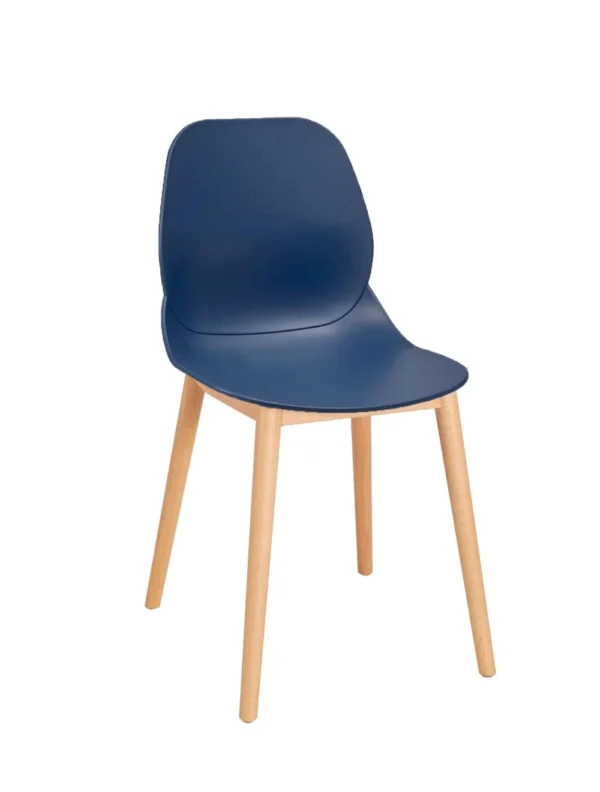 Shoreditch Side Chair - T Frame (Beech) Navy Blue