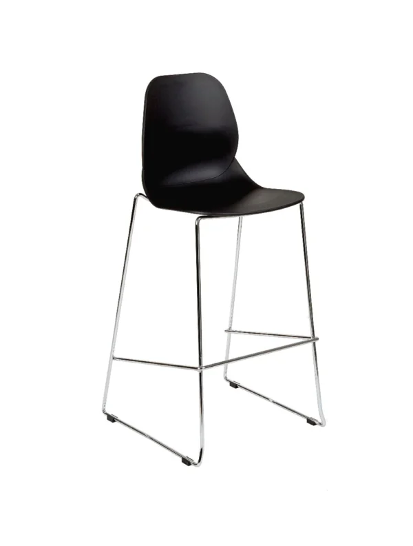 Shoreditch Side Chair - E Frame High Stool (Skid) Black