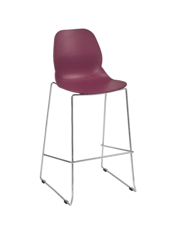 Shoreditch Side Chair - E Frame High Stool (Skid) Plum