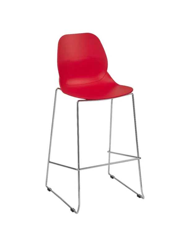 Shoreditch Side Chair - E Frame High Stool (Skid) Red