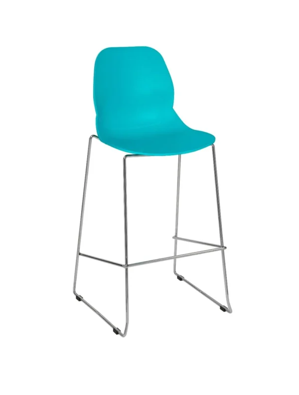 Shoreditch Side Chair - E Frame High Stool (Skid) Turquoise