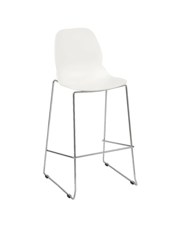 Shoreditch Side Chair - E Frame High Stool (Skid) White