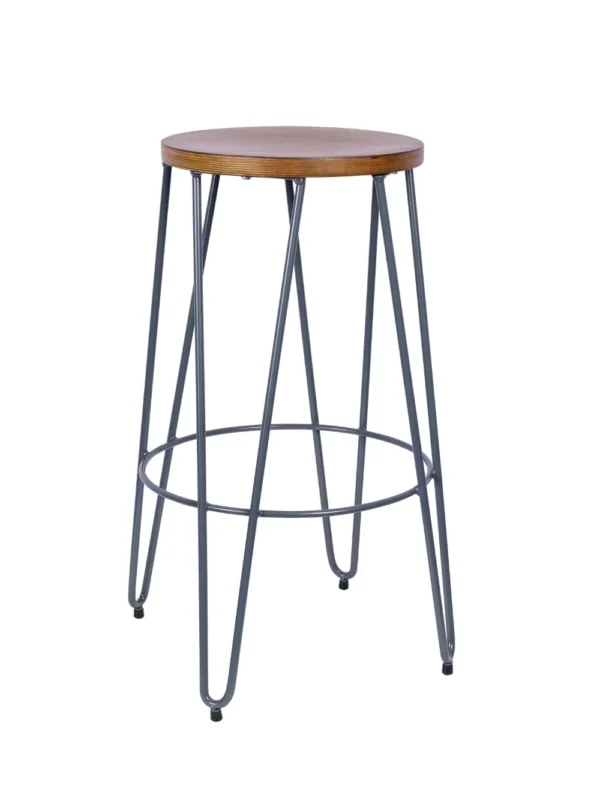 Trieste High Stool  Polished Grey Veneer / Steel / Clear EPC
