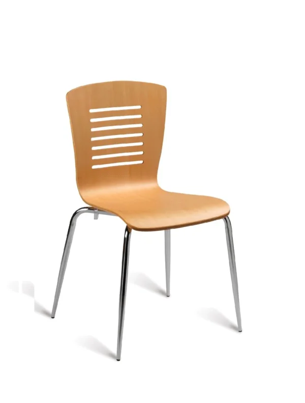 Verona Side Chair Polished Natural / Chrome Steel Frame