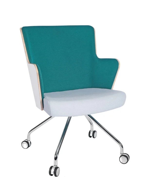Skapa Armchair (WHT Laminate) - Spider Base RFU / Chrome Finish