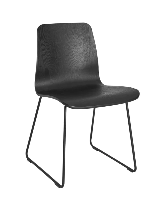 Copenhagen Side Chair Skid Frame (Black) Ash Veneer Black / EPC Black Steel