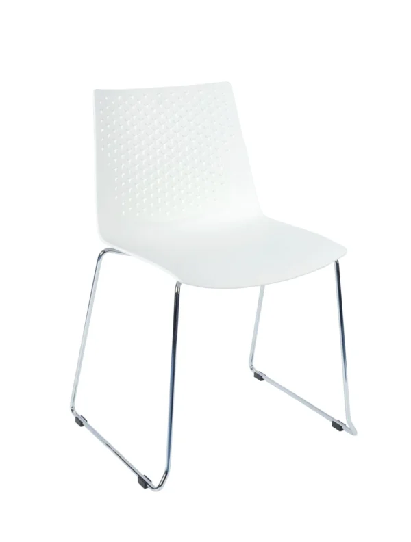 Flex Skid Side Chair White / Chrome