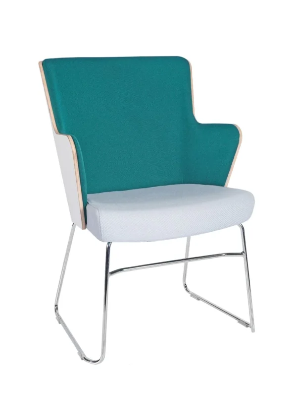 Skapa Armchair (WHT Laminate) - Skid RFU / Chrome Finish