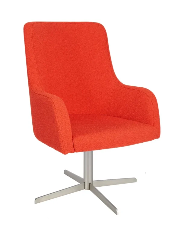 Huntington High Back Chair - 4 Star Swivel (Nickel Finish) Ply Seat & Back / Matt Nickel Steel