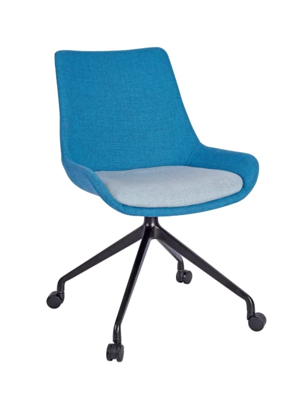 Brooklyn Side Chair - Manhattan Base Aluminuim (Castors) Ply Seat & Back / Polished Aluminium