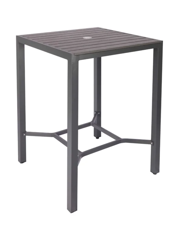 Villa 800x800 Poseur Table Grey / Wood Effect Plastic & EPC Aluminium