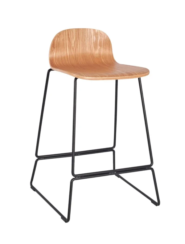 Copenhagen Stool 650 Skid Frame (Natural) Ash Veneer Natural / EPC Black Steel