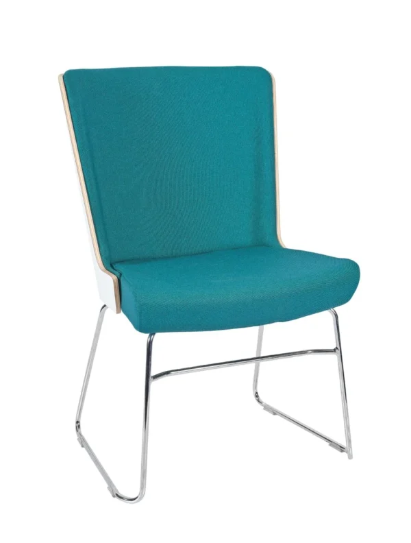 Skapa Side Chair (WHT Laminate) - Skid RFU / Chrome Finish