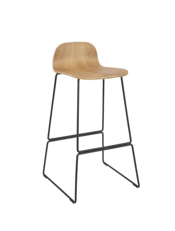 Copenhagen Stool 750 Skid Frame (Natural) Ash Veneer Natural / EPC Black Steel