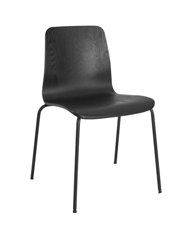 Copenhagen Side Chair 4 Leg (Black) Ash Veneer Black / EPC Black Steel