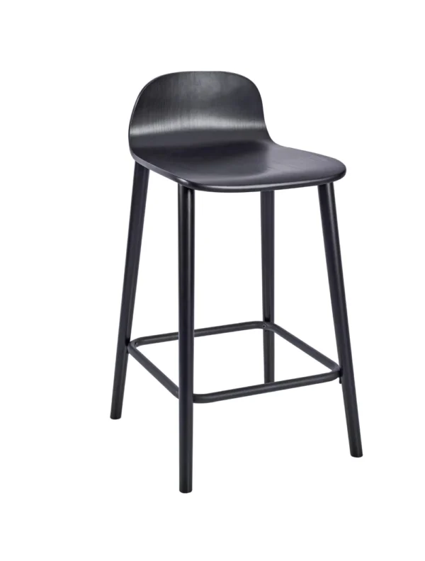 Copenhagen Mid Height Stool Black Shell, Wood Legs Black Ash Veneer Black / Black Legs